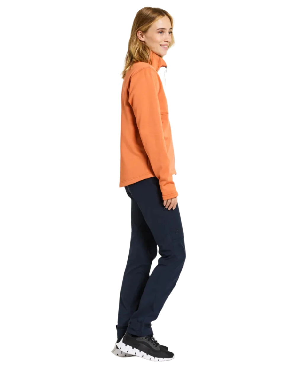 Faded Brique Coloured Didriksons Leah Womens Fullzip On A White Background 