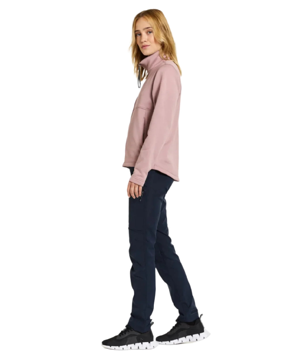 Oyster Lilac Coloured Didriksons Leah Womens Fullzip On A White Background 