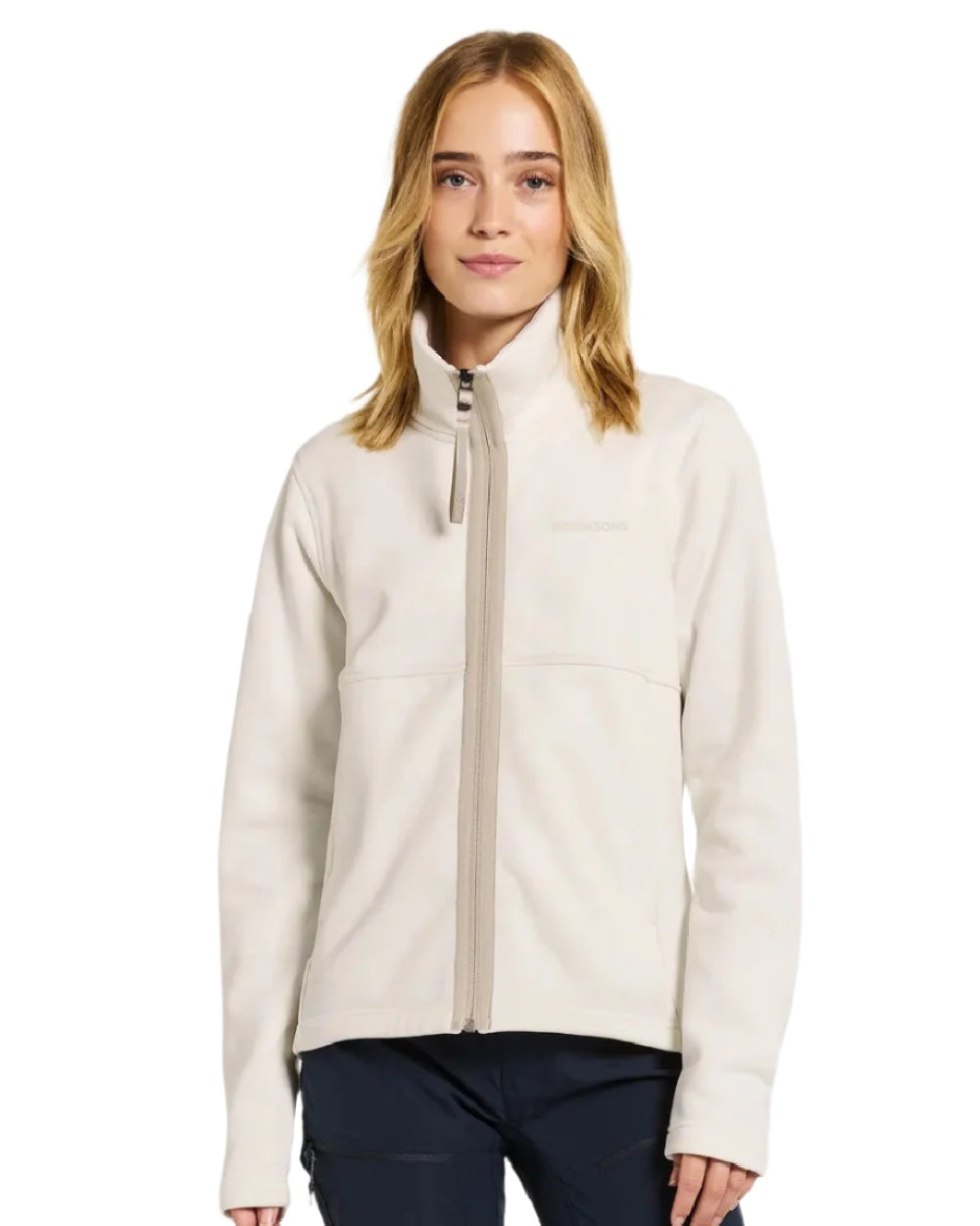 White Foam Coloured Didriksons Leah Womens Fullzip On A White Background 