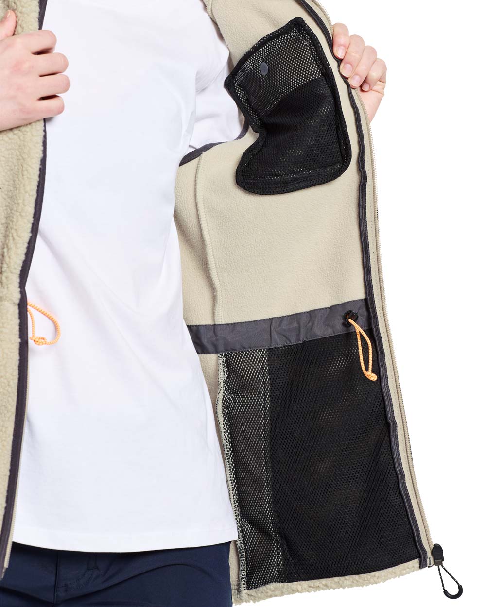 Light Beige coloured Didriksons Full-ZIp Fleece on White background 