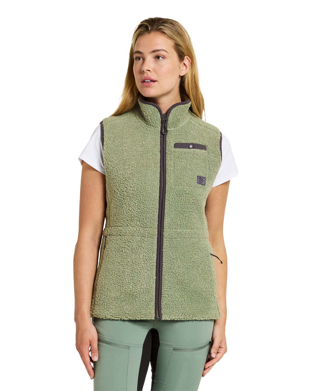 Light Moss coloured Didriksons Full-ZIp Fleece on White background 