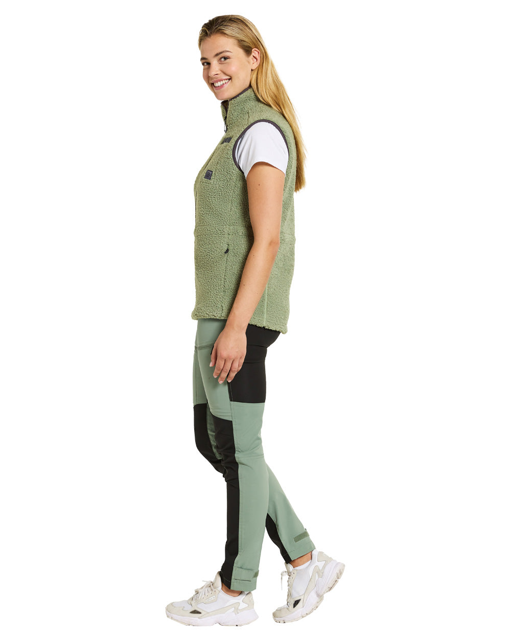 Light Moss coloured Didriksons Full-ZIp Fleece on White background 