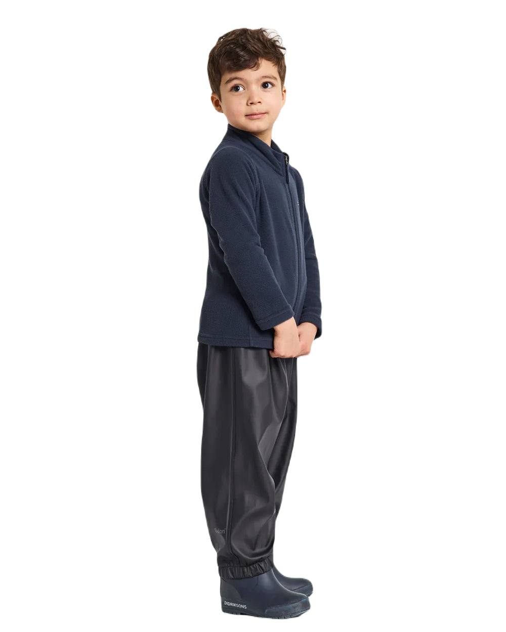 Black Coloured Didriksons Midjeman Childrens Pants Galon On A White Background 