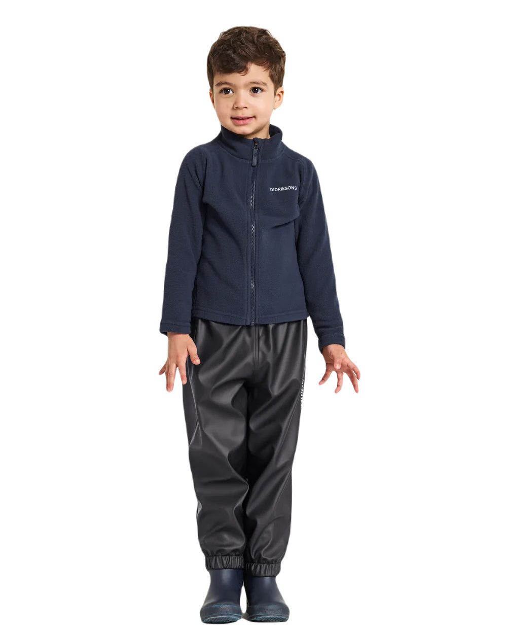 Black Coloured Didriksons Midjeman Childrens Pants Galon On A White Background 