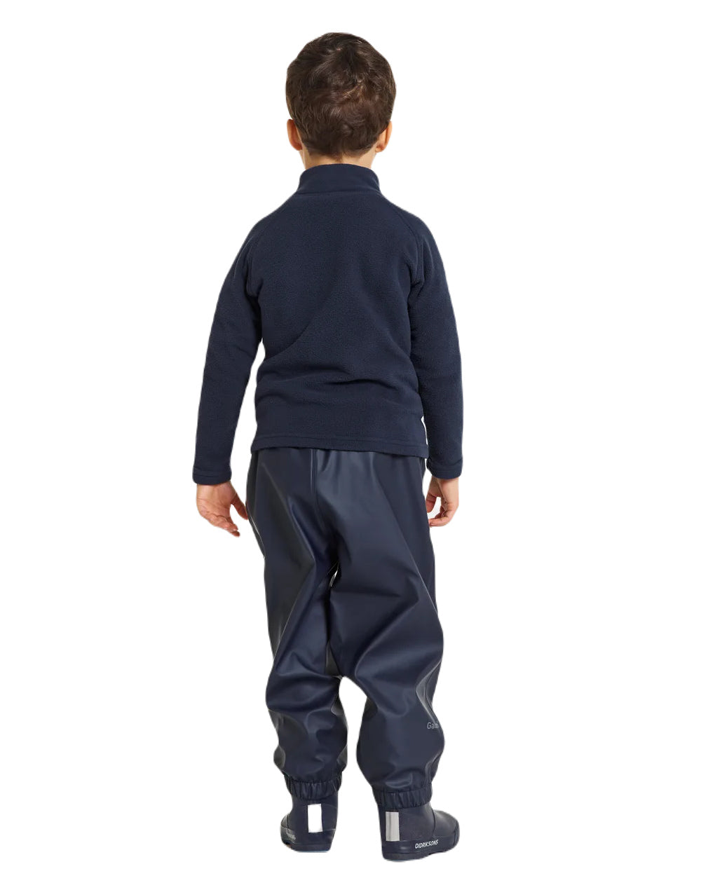 Navy Coloured Didriksons Midjeman Childrens Pants Galon On A White Background 