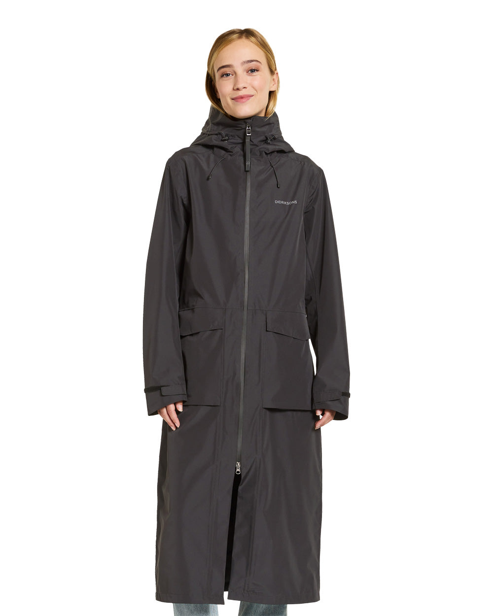 Black coloured Didriksons Nadja Parka on White background 