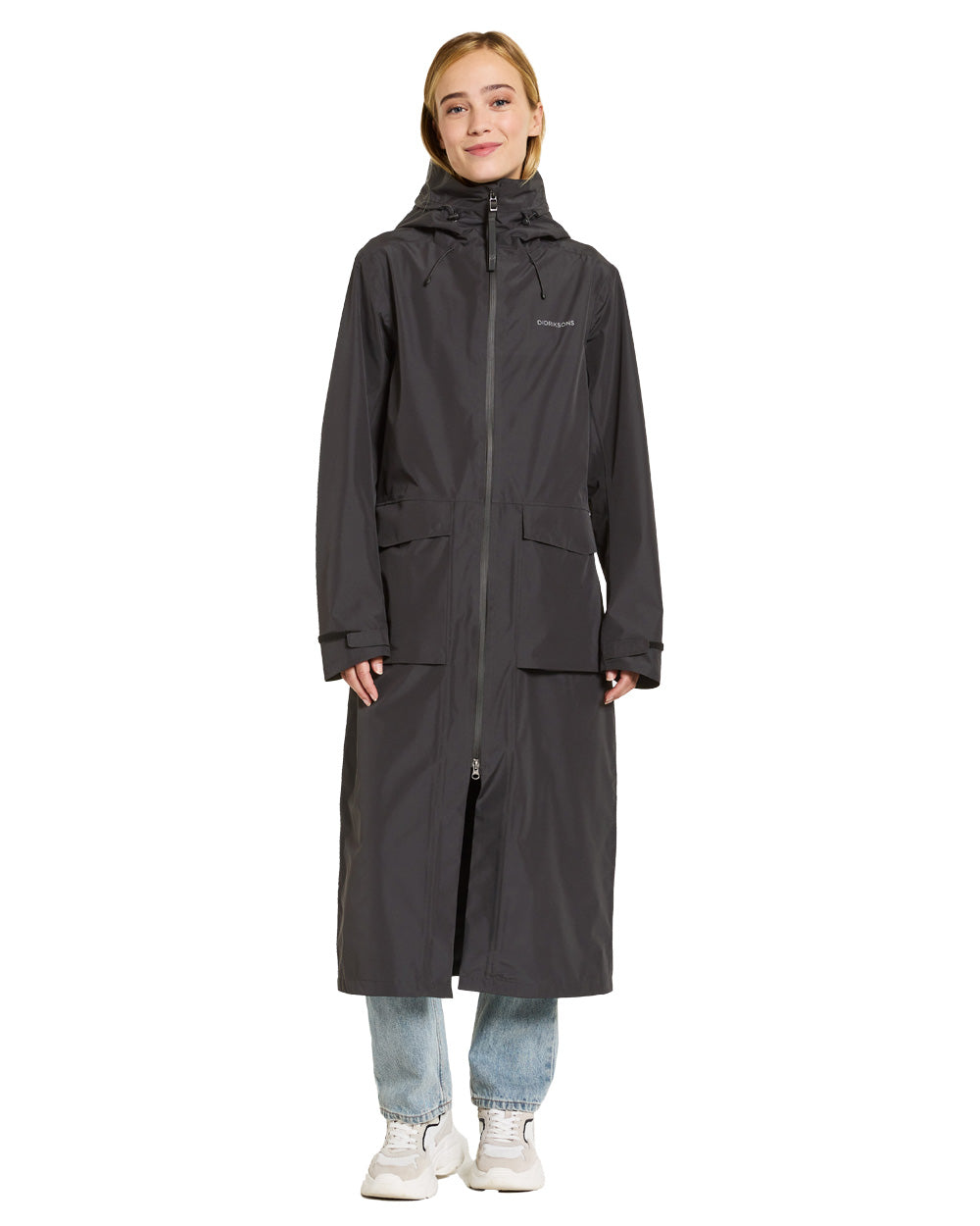 Black coloured Didriksons Nadja Parka on White background 