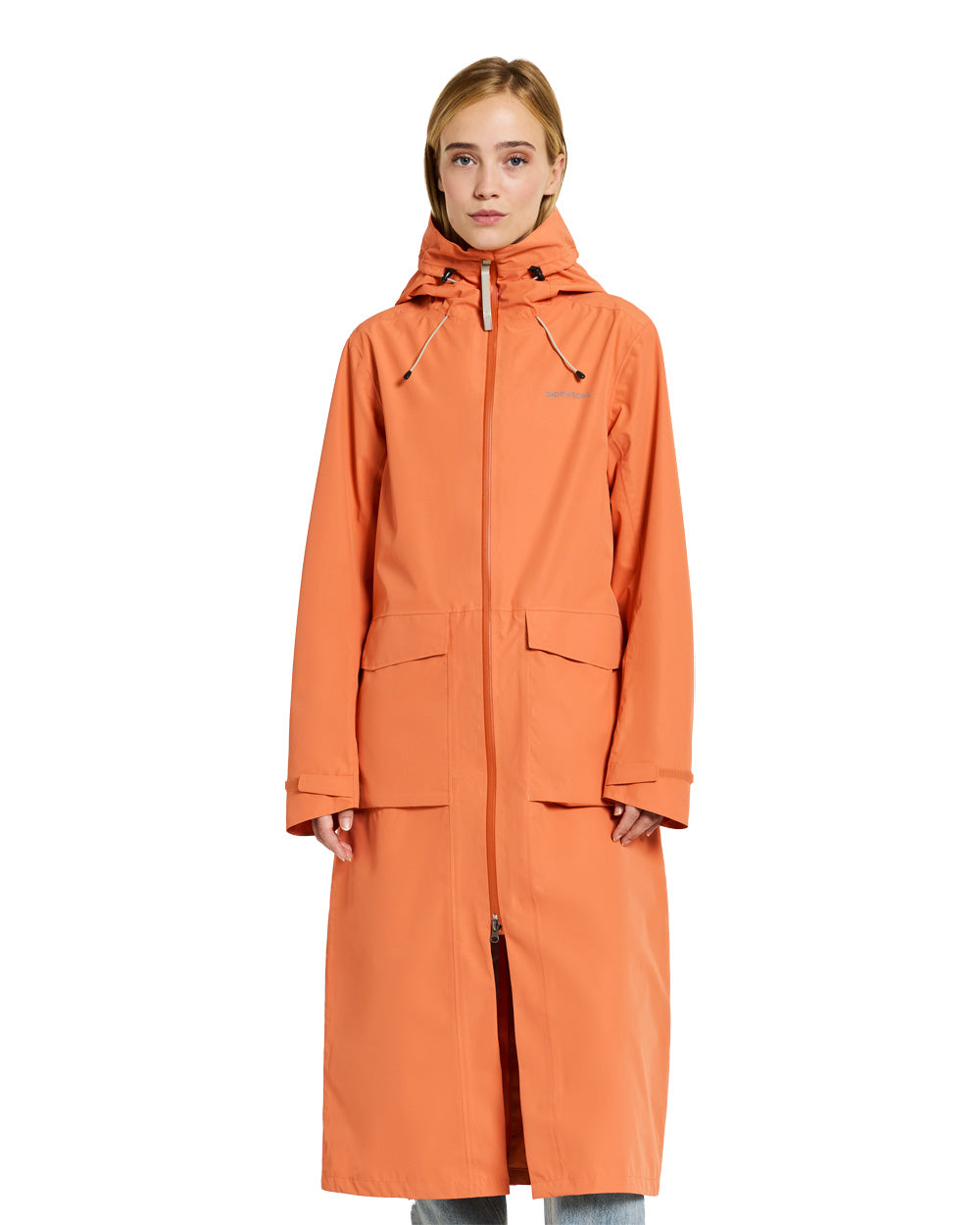 Faded Brique coloured Didriksons Nadja Parka on White background 