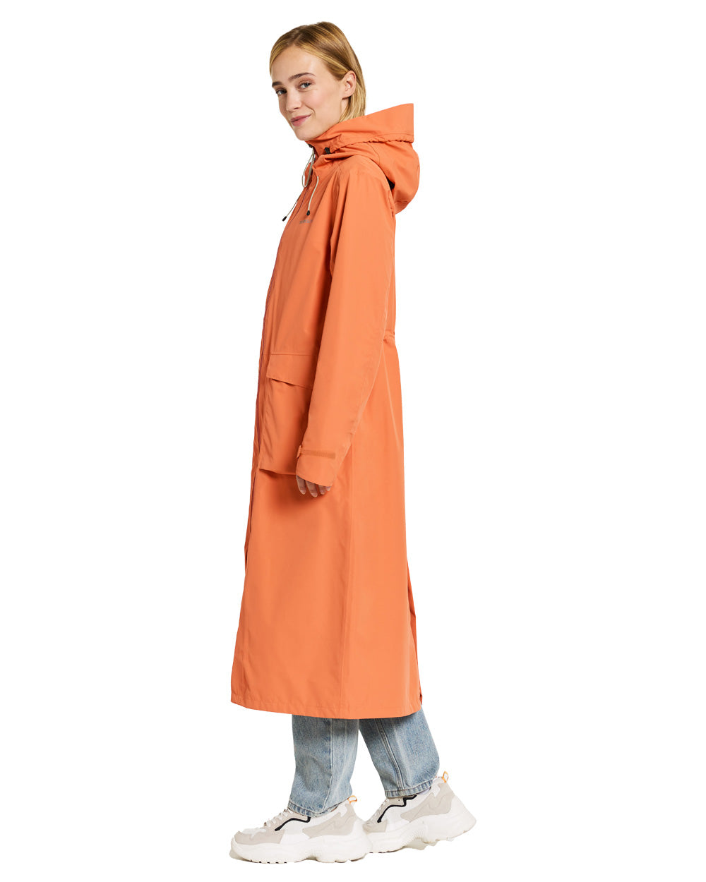 Faded Brique coloured Didriksons Nadja Parka on White background 