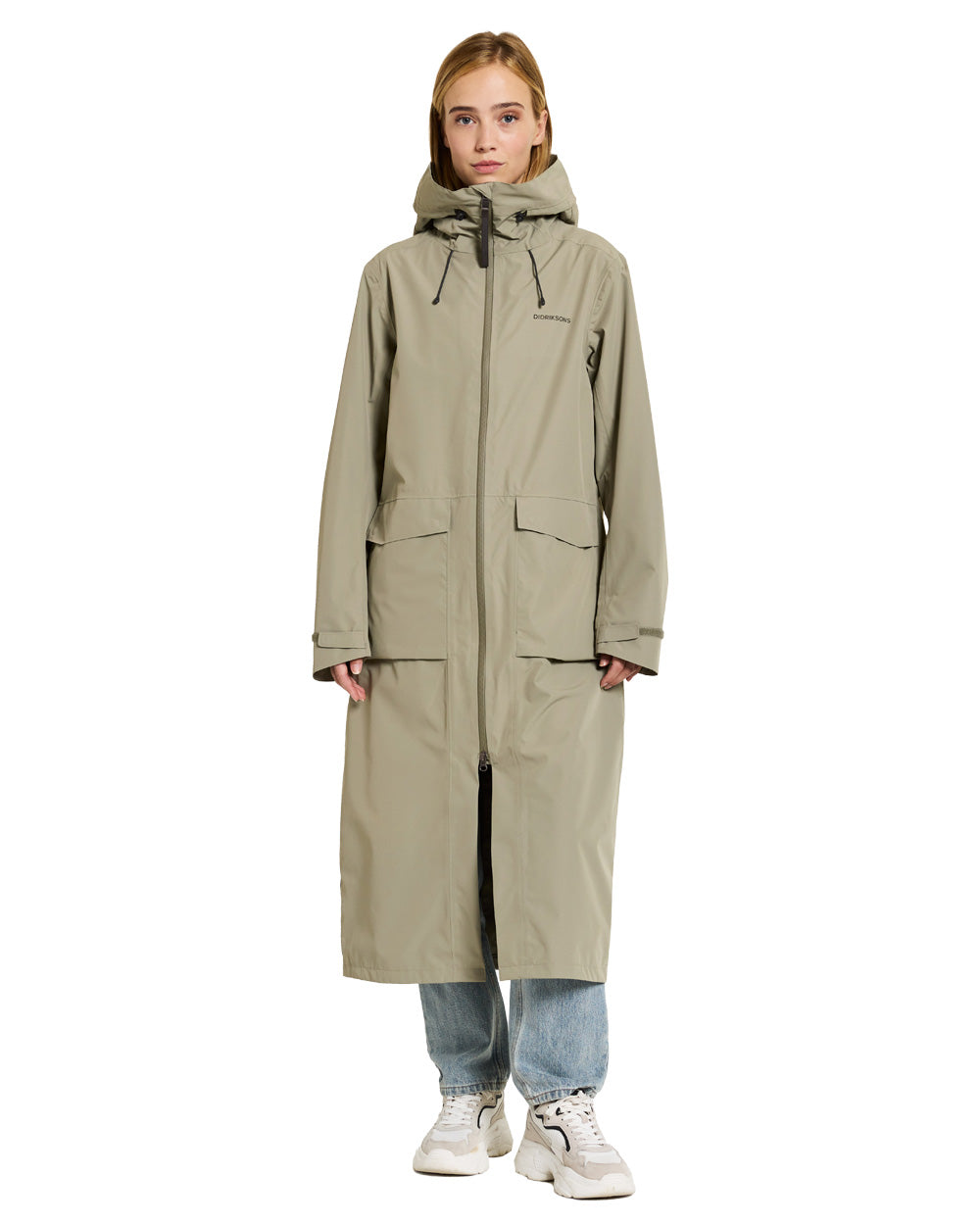 Mistel Green coloured Didriksons Nadja Parka on White background 