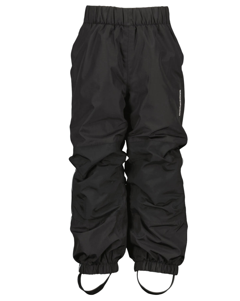 Black Coloured Didriksons Narvi Childrens Pant On A White Background 