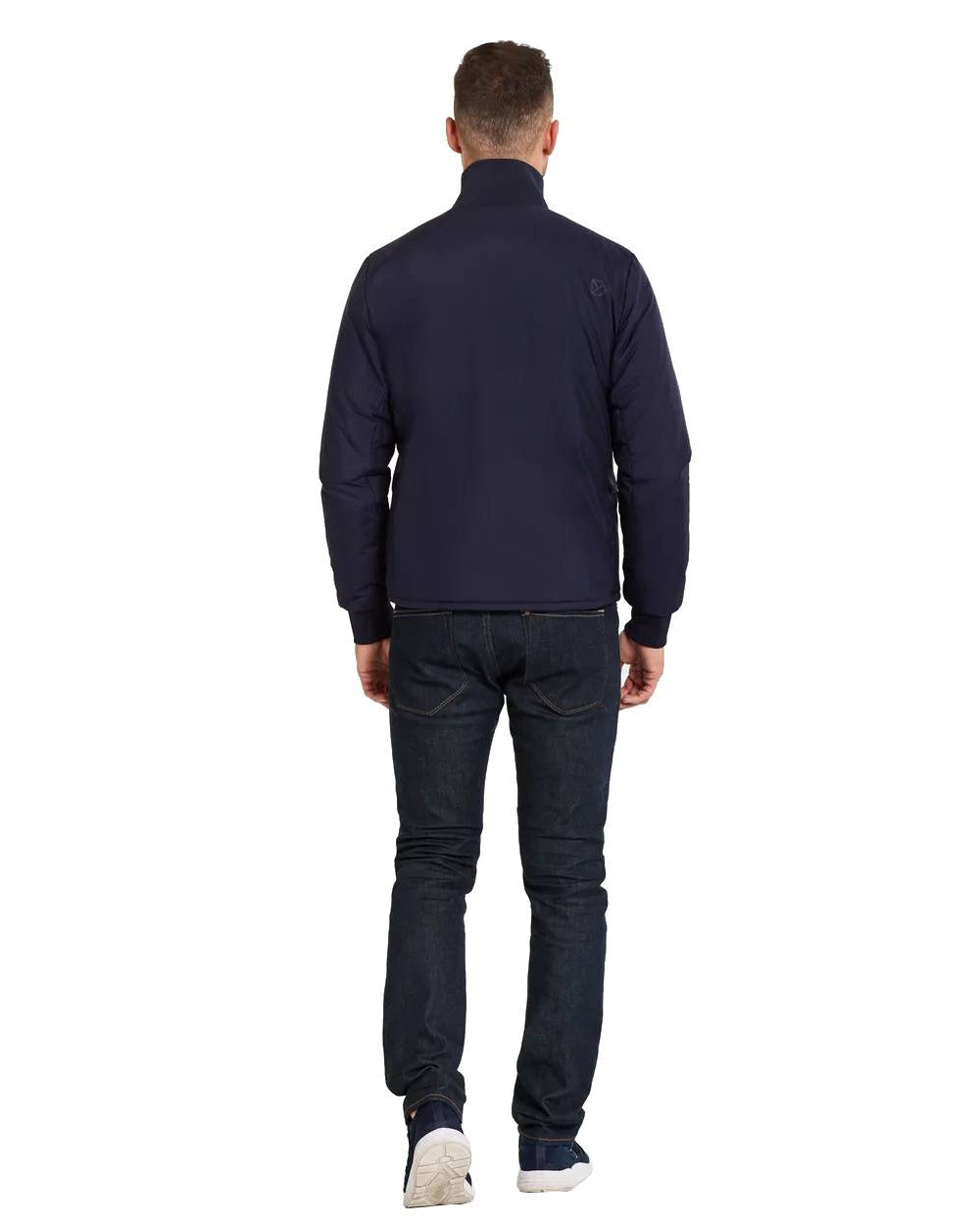 Dark Night Blue Coloured Didriksons Peder Jacket On A White Background 