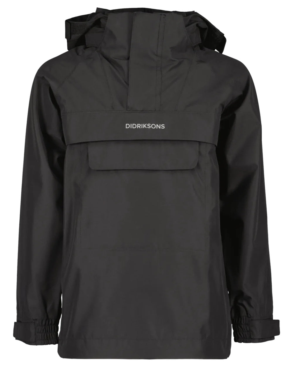 Black Coloured Didriksons Pi Childrens Anorak On A White Background 