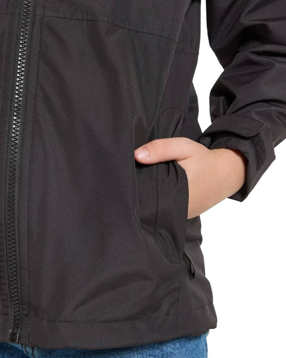 Black Coloured Didriksons Piko Childrens Jacket On A White Background 