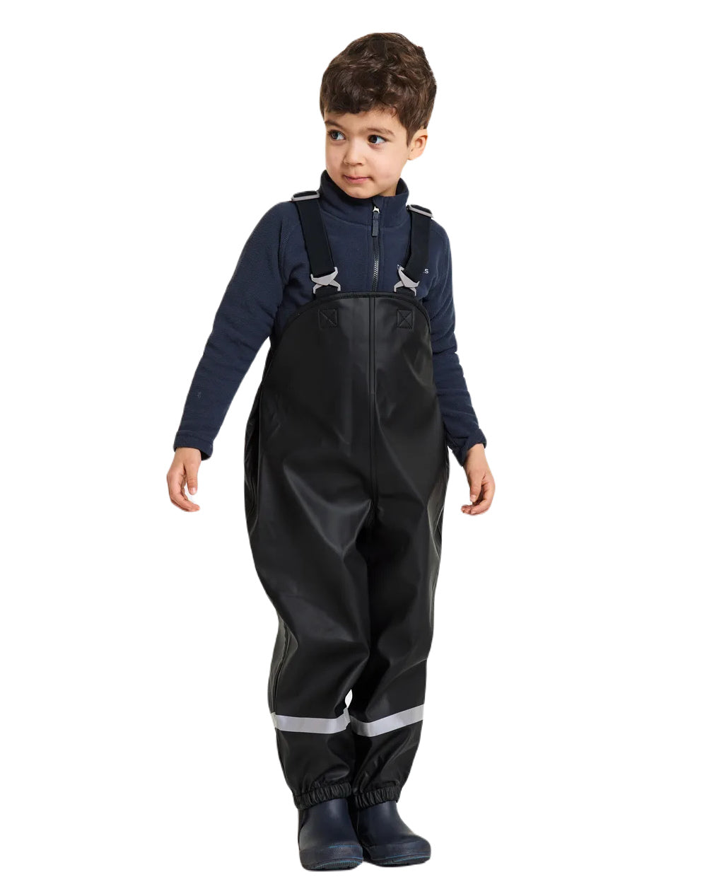 Black Coloured Didriksons Plaskeman Childrens Pants Galon On A White Background 