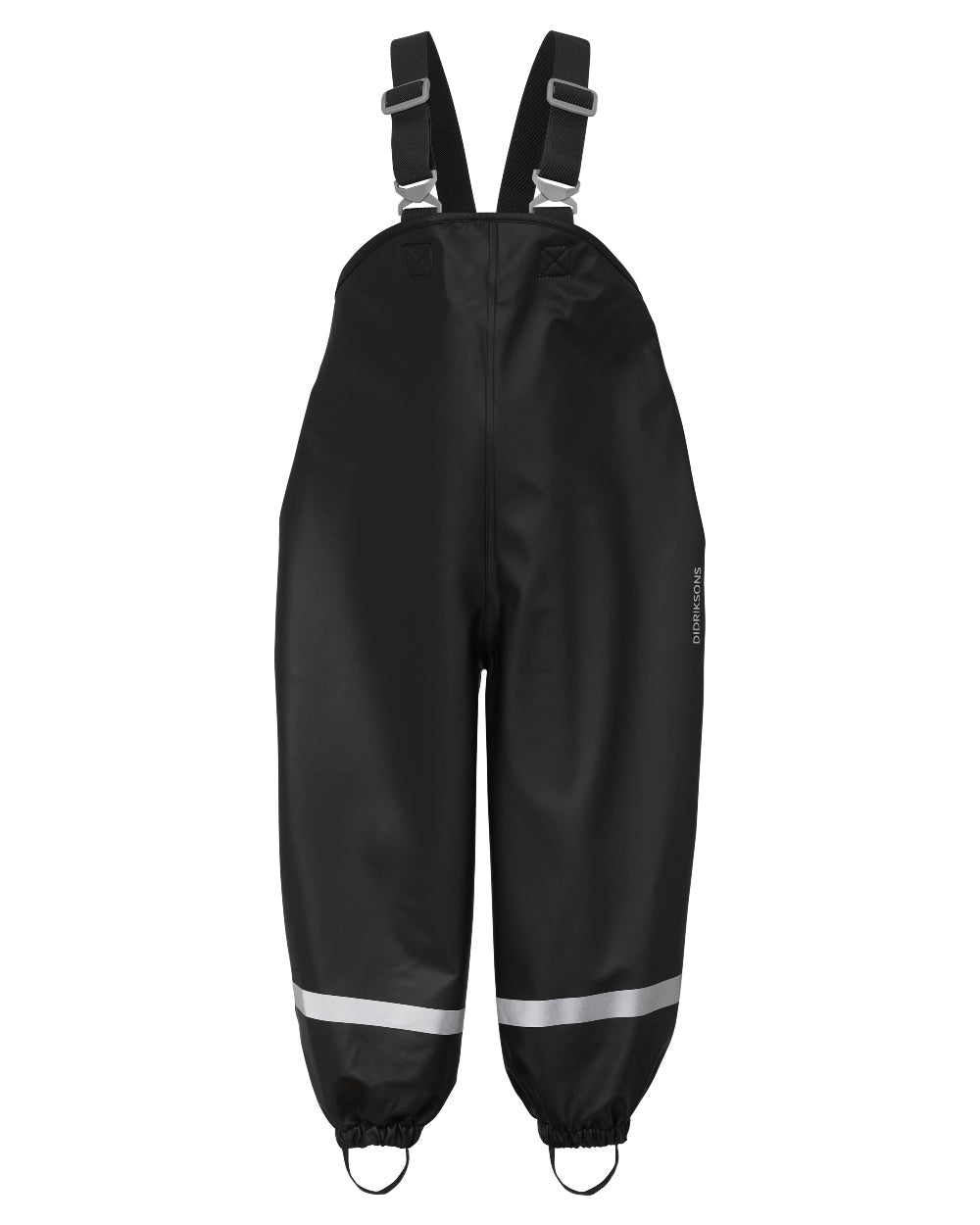 Black Coloured Didriksons Plaskeman Childrens Pants Galon On A White Background 
