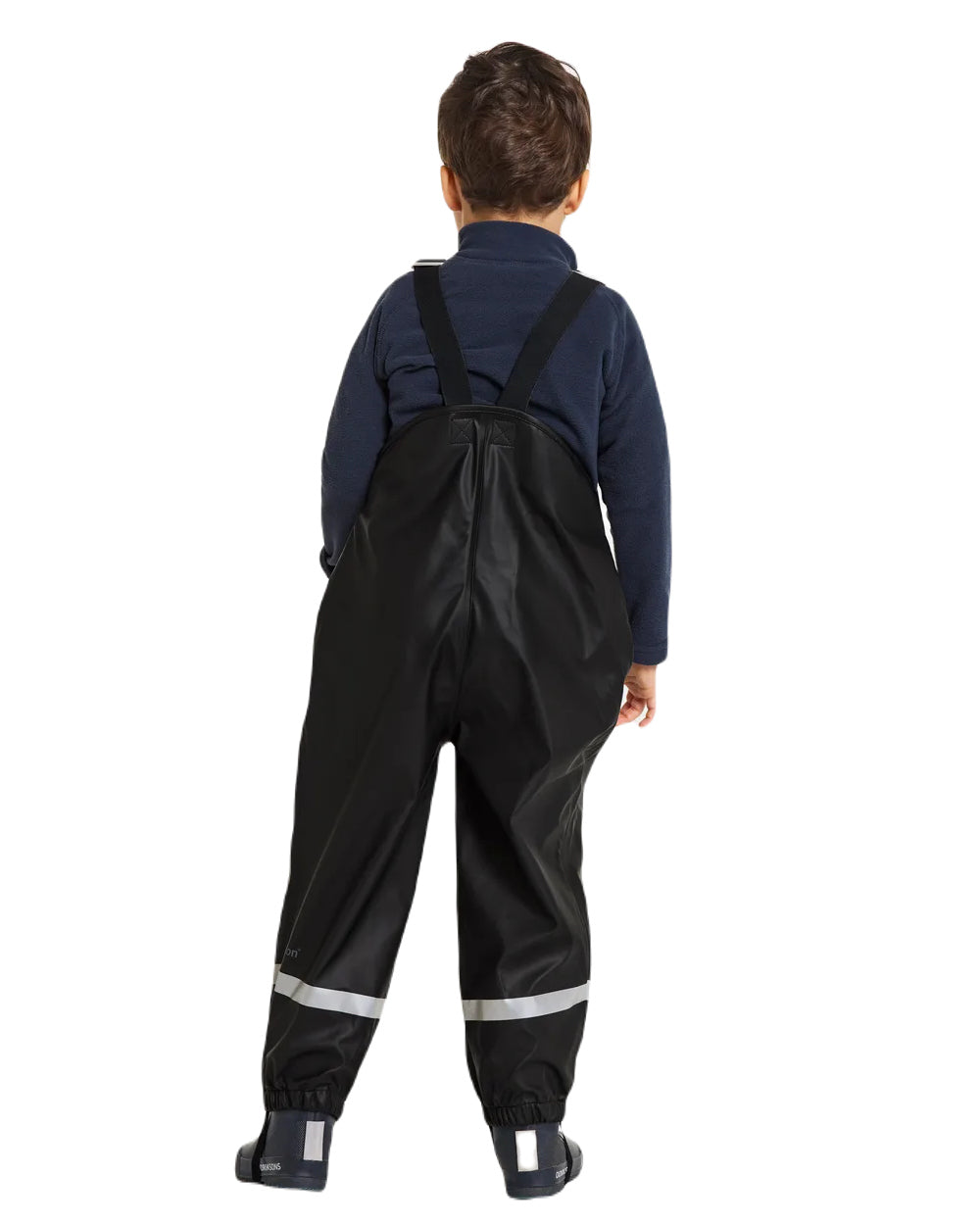 Black Coloured Didriksons Plaskeman Childrens Pants Galon On A White Background 