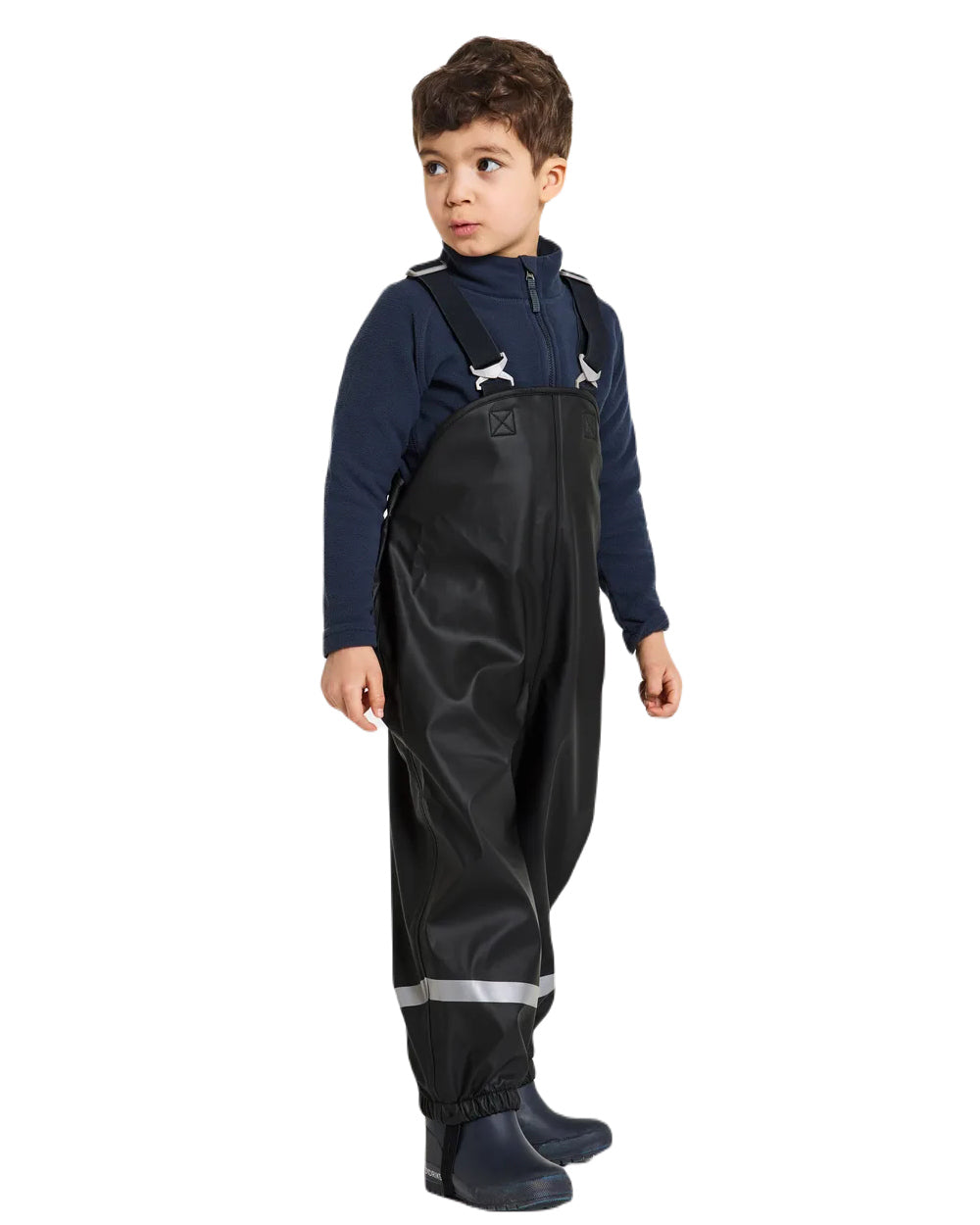 Black Coloured Didriksons Plaskeman Childrens Pants Galon On A White Background 