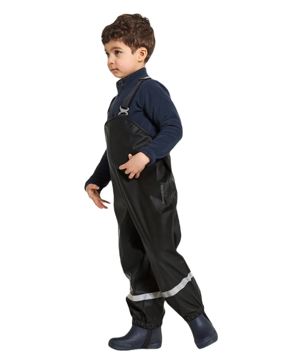 Black Coloured Didriksons Plaskeman Childrens Pants Galon On A White Background 