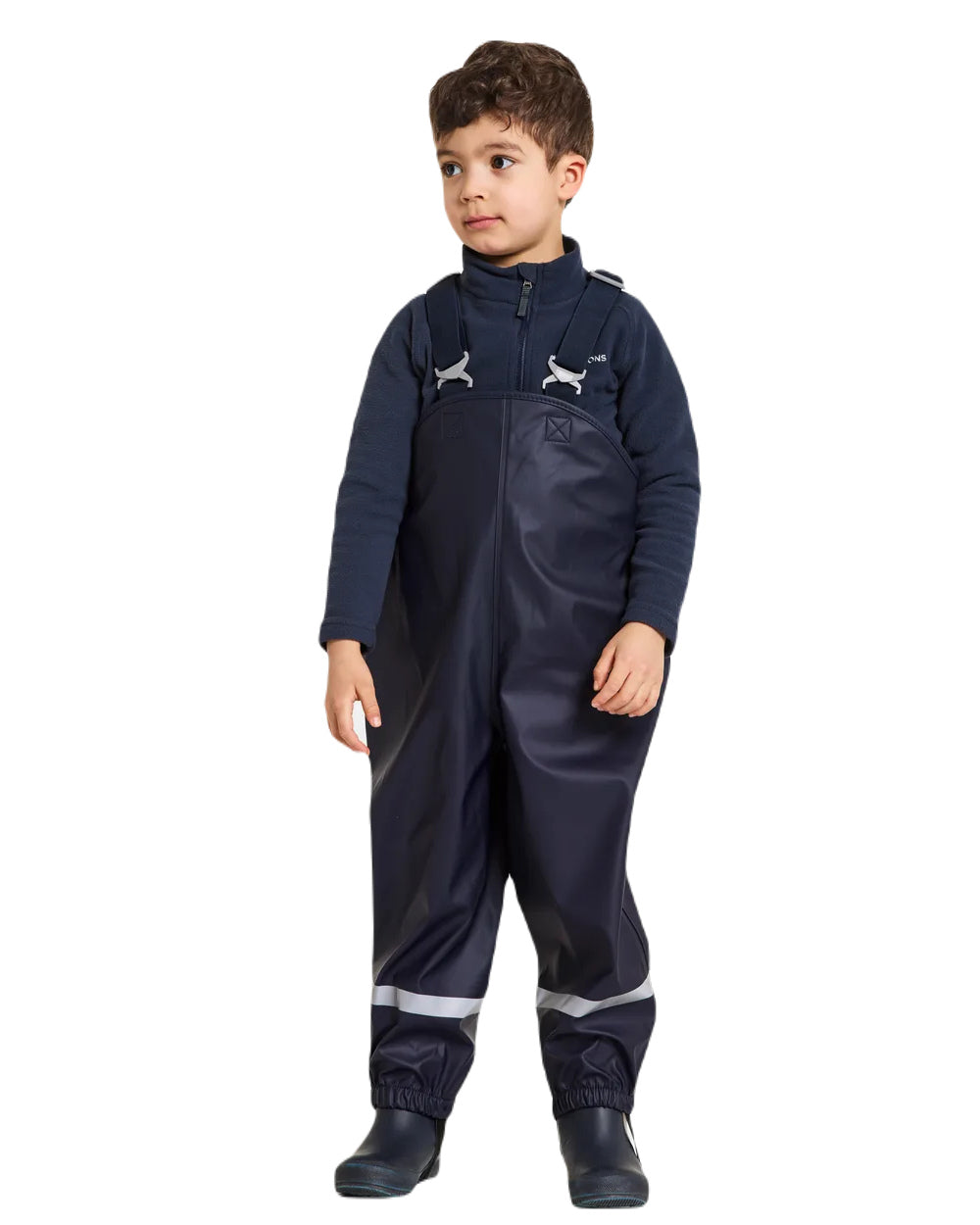 Navy Coloured Didriksons Plaskeman Childrens Pants Galon On A White Background 