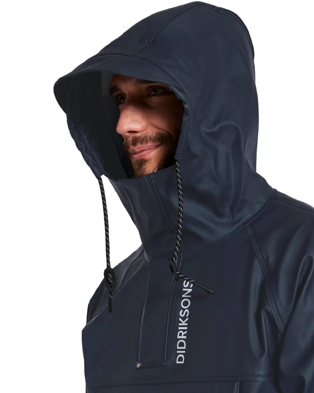 Dark Night Blue Coloured Didriksons Slaghöken Unisex Anorak Galon® On A White Background 
