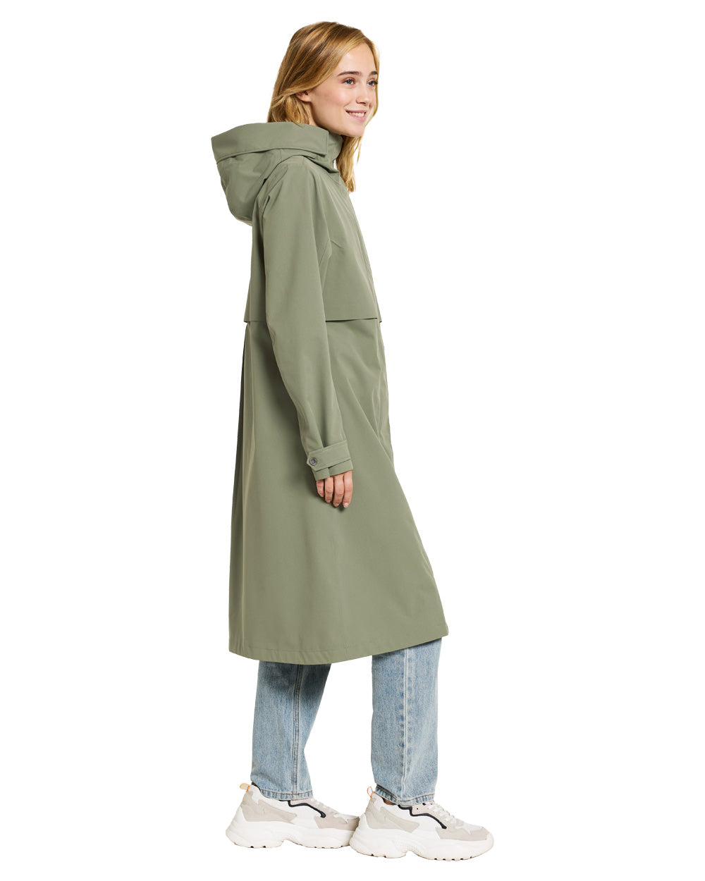 Dusty Olive coloured Didriksons Womens Parka on White background 