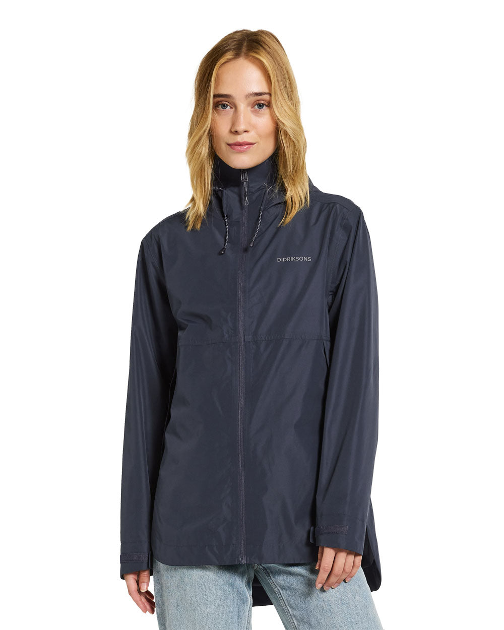 Dark Night Blue coloured Didriksons Tilde Womens Jacket on White background 