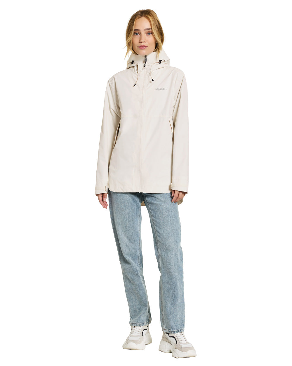 White Foam coloured Didriksons Tilde Womens Jacket on White background 