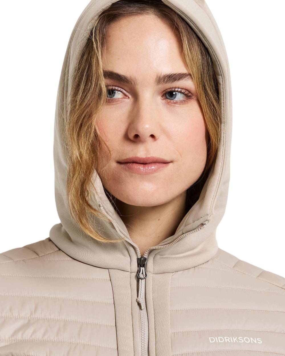 Beach Beige Coloured Didriksons Womens Annema Full Zip 6 on White Background

