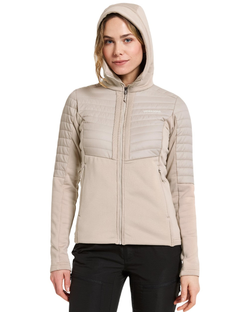 Beach Beige Coloured Didriksons Womens Annema Full Zip 6 on White Background
