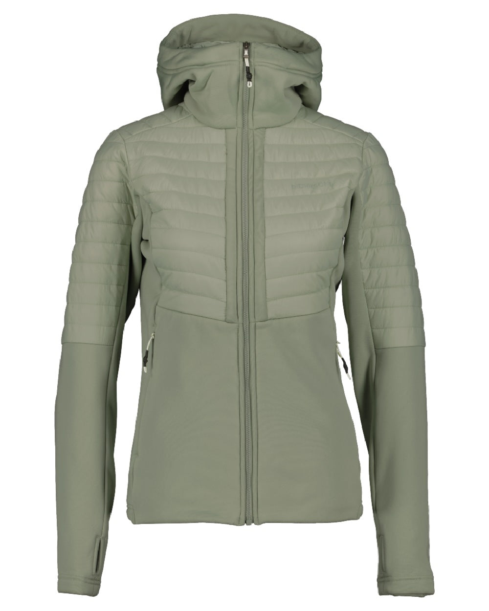 Light Moss Coloured Didriksons Womens Annema Full Zip 6 on White Background
