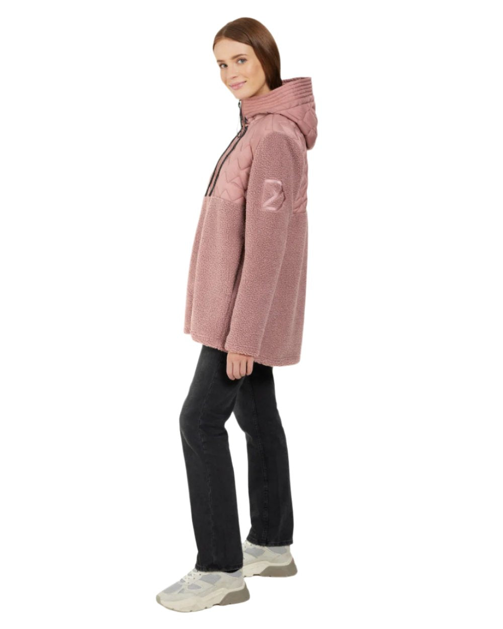 Faded Wine Coloured Didriksons Womens Bibi Full Zip Sweater On A White Background 