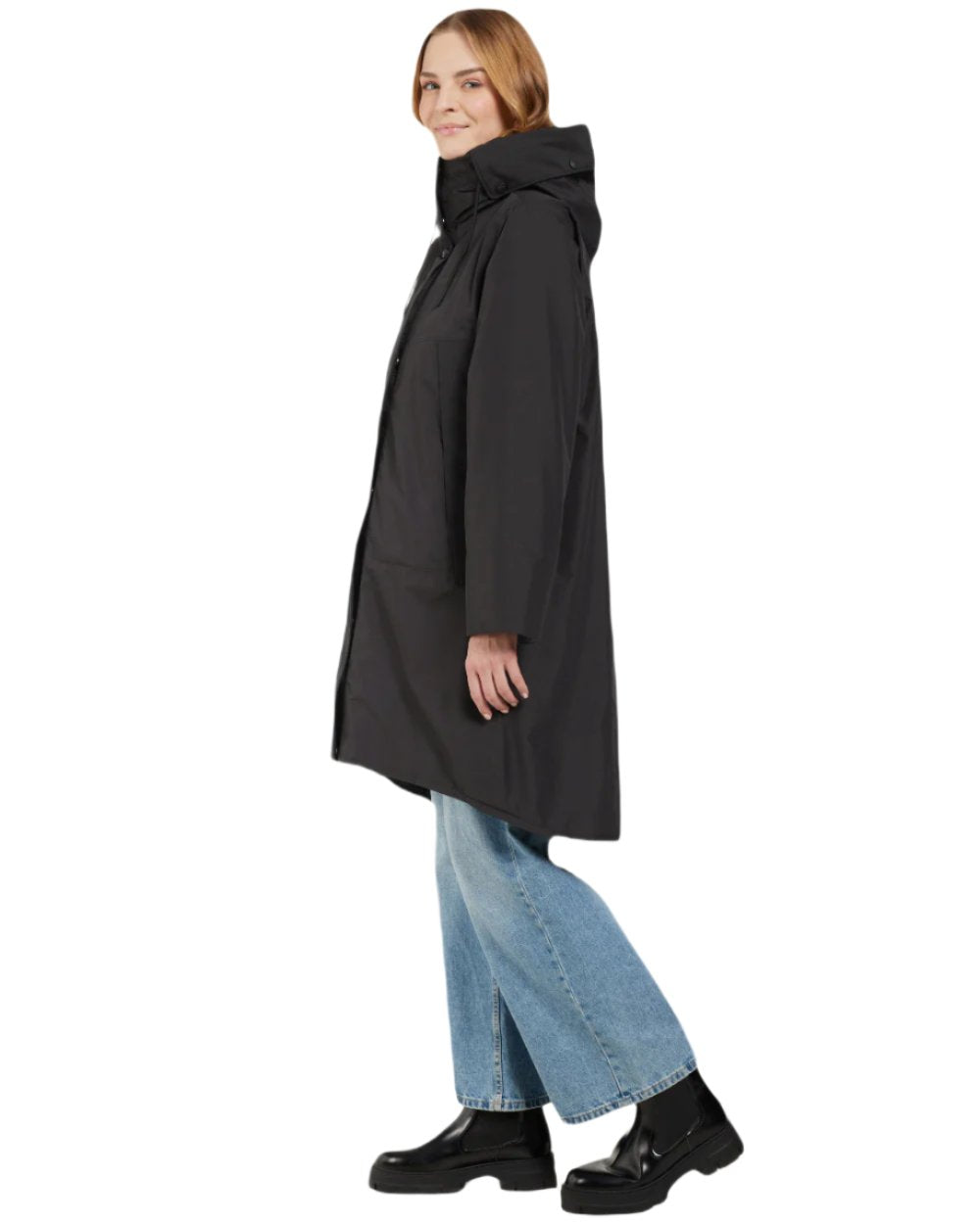 Black Coloured Didriksons Womens Elissa Parka On A White Background 