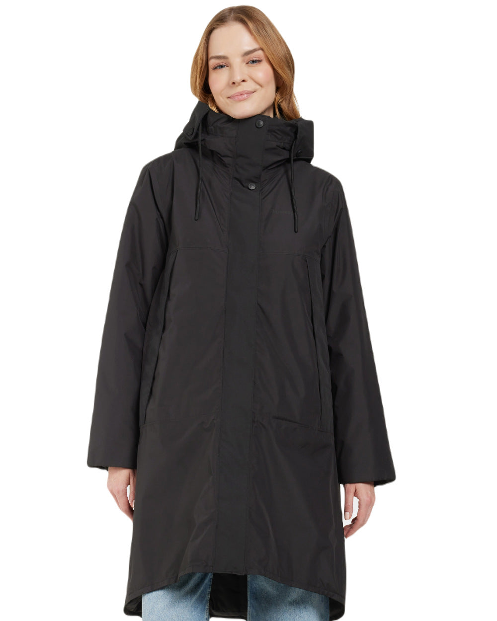 Black Coloured Didriksons Womens Elissa Parka On A White Background 