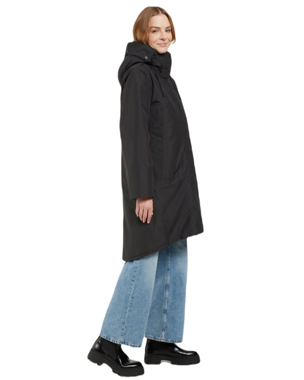 Black Coloured Didriksons Womens Elissa Parka On A White Background 