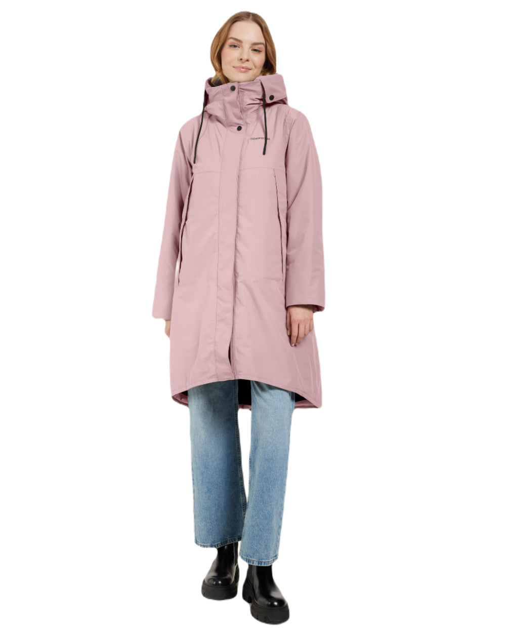 Oyster Lilac Coloured Didriksons Womens Elissa Parka On A White Background 