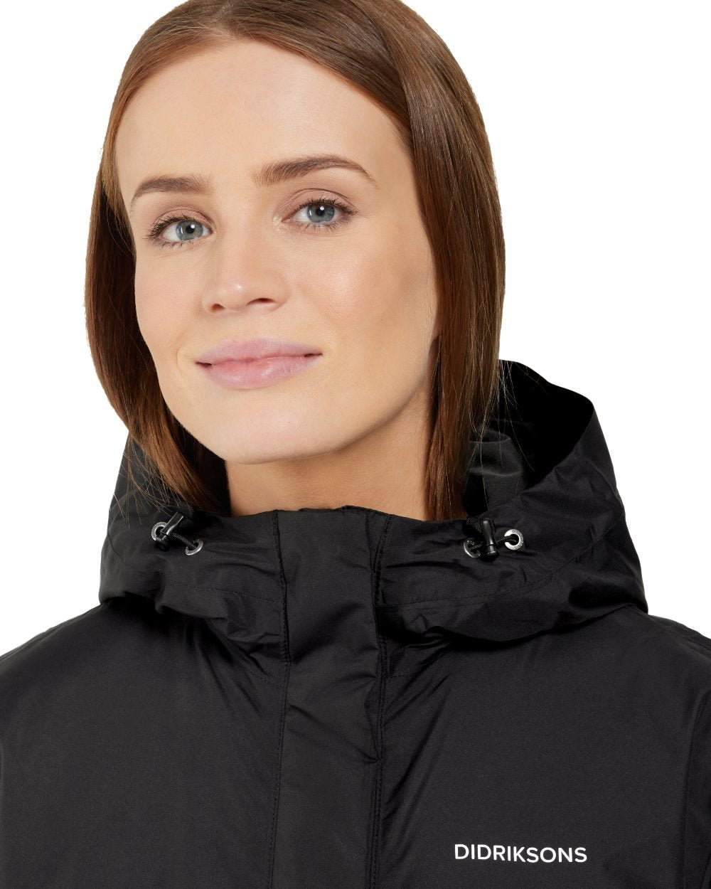 Black Coloured Didriksons Womens Fara Parka On A White Background 