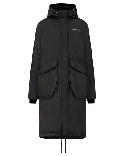 Black Coloured Didriksons Womens Fara Parka On A White Background 