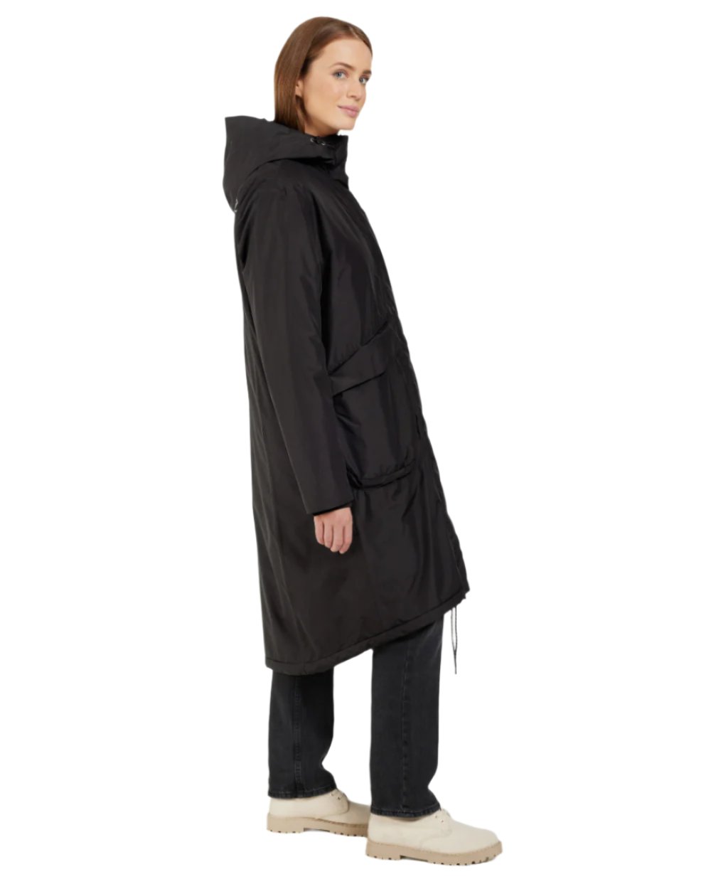 Black Coloured Didriksons Womens Fara Parka On A White Background 