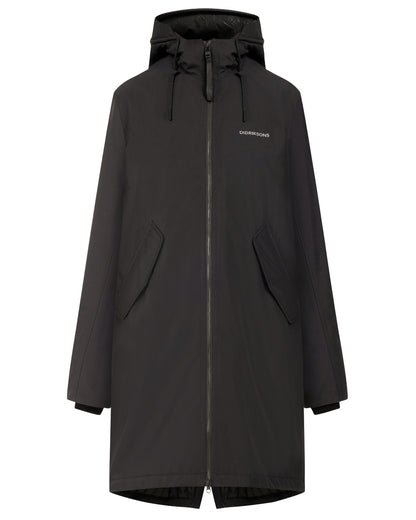 Black Coloured Didriksons Womens Fia Parka On A White Background 