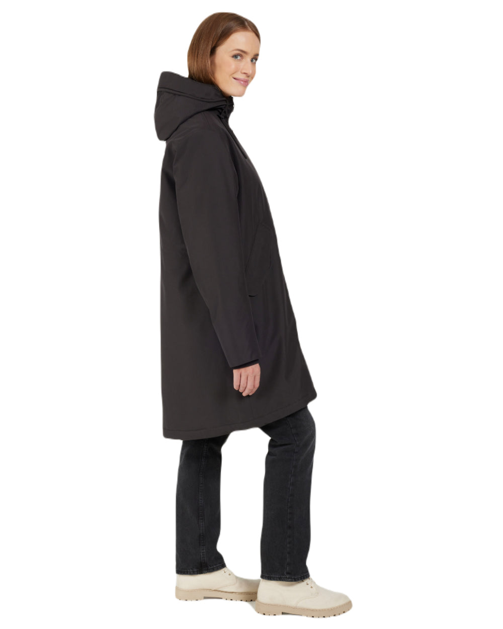 Black Coloured Didriksons Womens Fia Parka On A White Background 