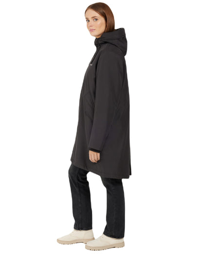 Black Coloured Didriksons Womens Fia Parka On A White Background 