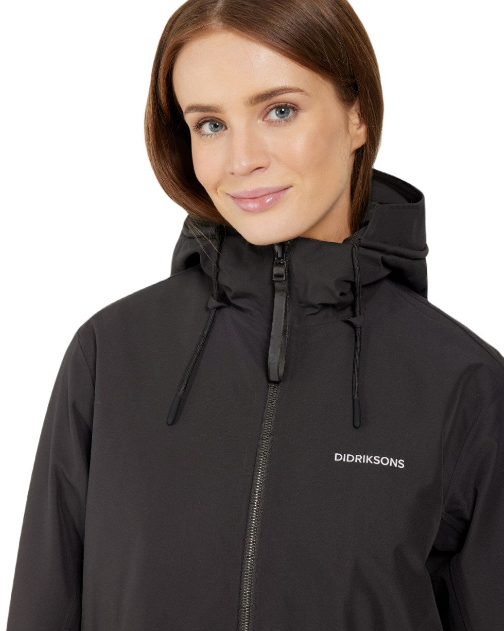 Black Coloured Didriksons Womens Fia Parka On A White Background 