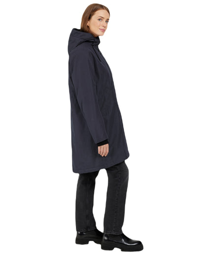 Dark Night Blue Coloured Didriksons Womens Fia Parka On A White Background 