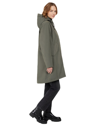 Deep Green Coloured Didriksons Womens Fia Parka On A White Background 