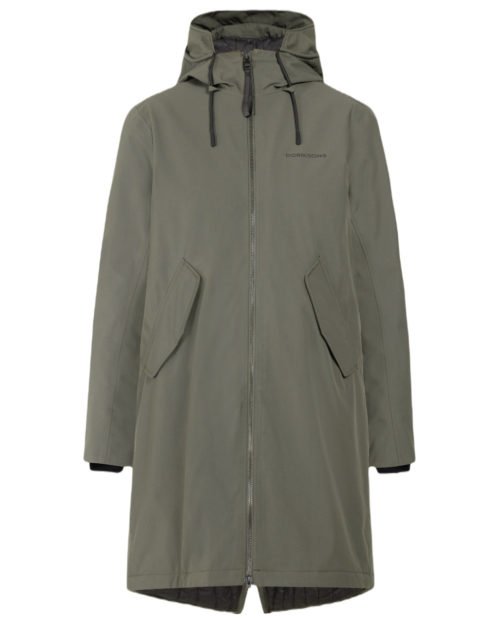 Deep Green Coloured Didriksons Womens Fia Parka On A White Background 