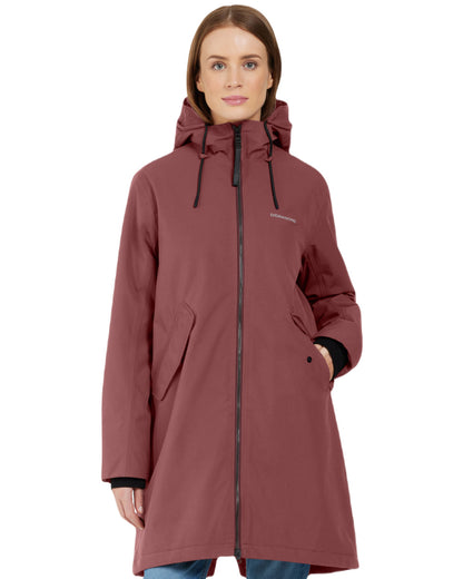 Old Rust Coloured Didriksons Womens Fia Parka On A White Background 