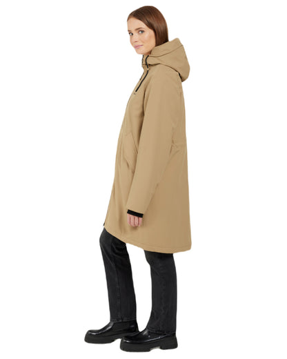 Wood Coloured Didriksons Womens Fia Parka On A White Background 