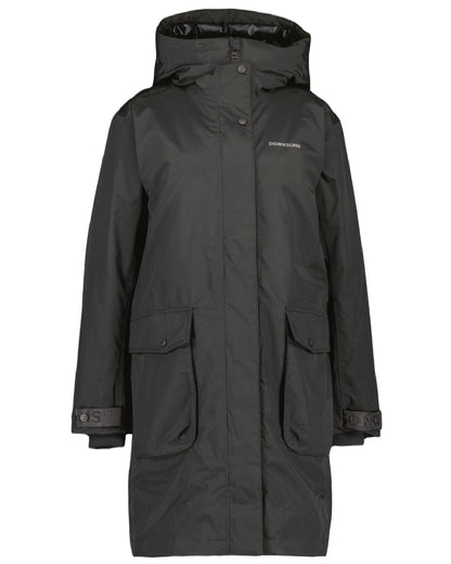 Black Coloured Didriksons Womens Ilsa Parka On A White Background 