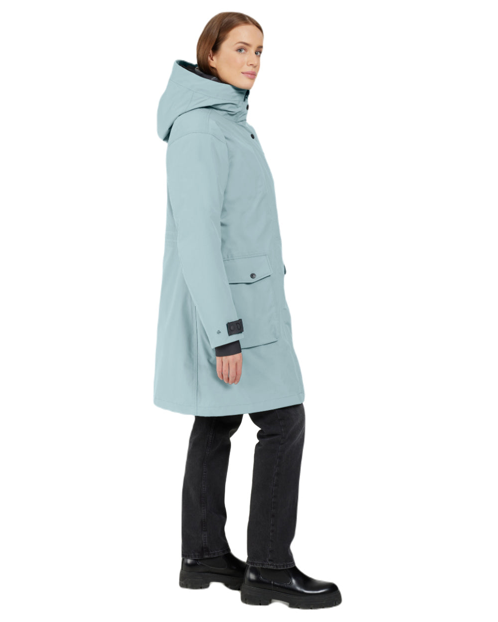 Factory Blue Coloured Didriksons Womens Ilsa Parka On A White Background 